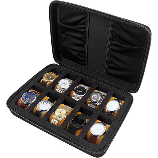 10 Slots Watch Box Organizer Men Watch Display Storage Case - Fits All Wristwatc