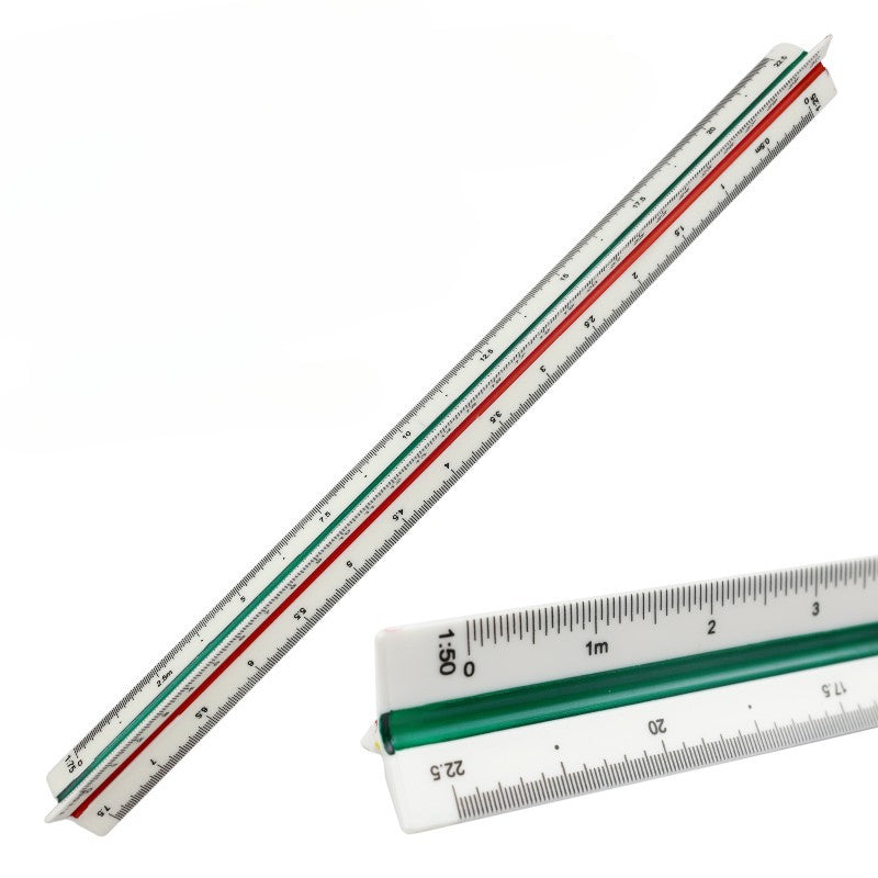 Colorful Aluminum Triangular Scale Ruler 1 20 1 125 Metal Drafting Tool