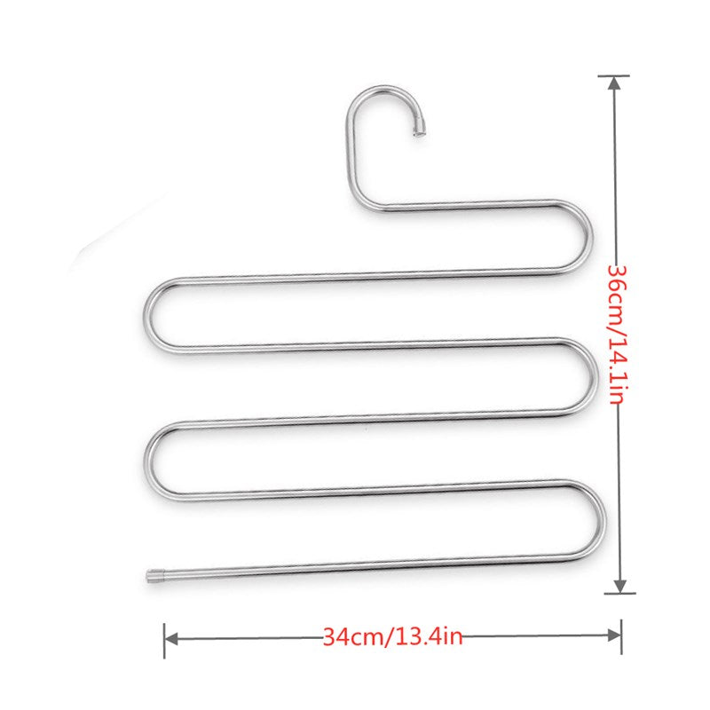 S Shape Pants Hanger Trouser Rack Stainless Steel Layer Clothes Rack