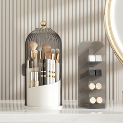 360 Rotating Clear Acrylic Makeup Brush Organizer with Dustproof Cover