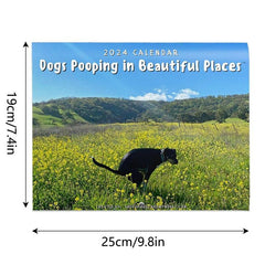 Funny Dog Pooping Wall Calendar Hangable Paper Unique Calendar Gift