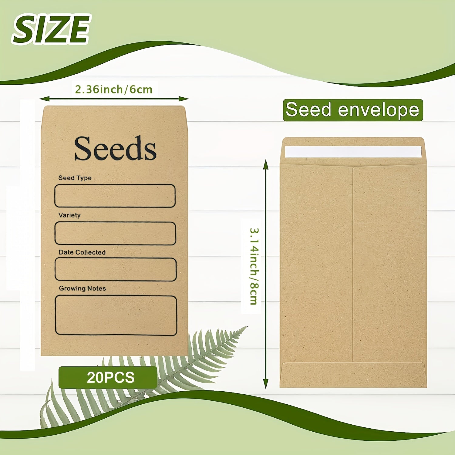 20 Seed Envelopes Self Adhesive for Saving Flower Vegetable Seeds