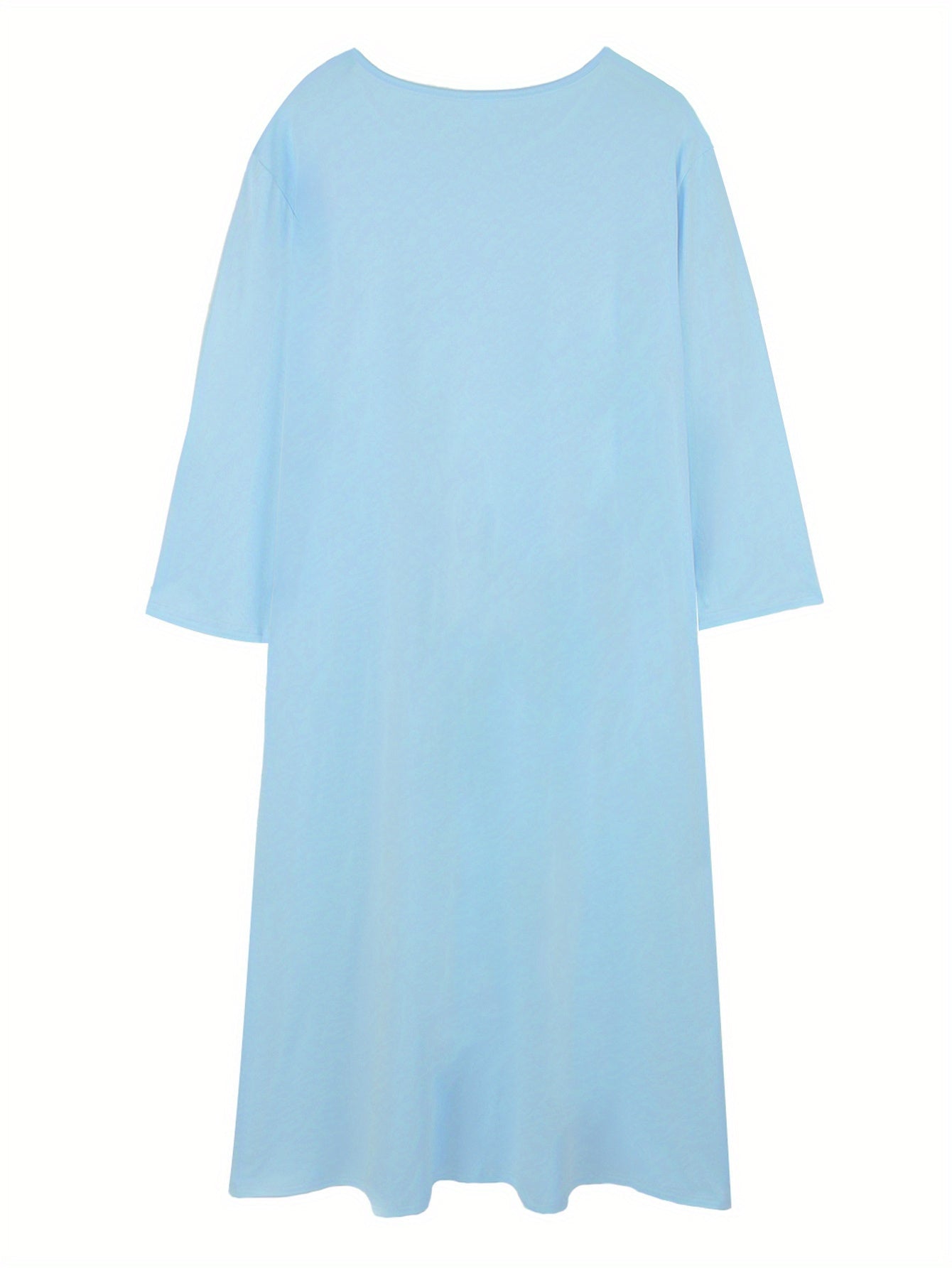 Cartoon Cat Print Long Sleeve Round Neck Nightdress