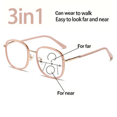 Metal Frame Progressive Lens Eyeglasses for Men Women