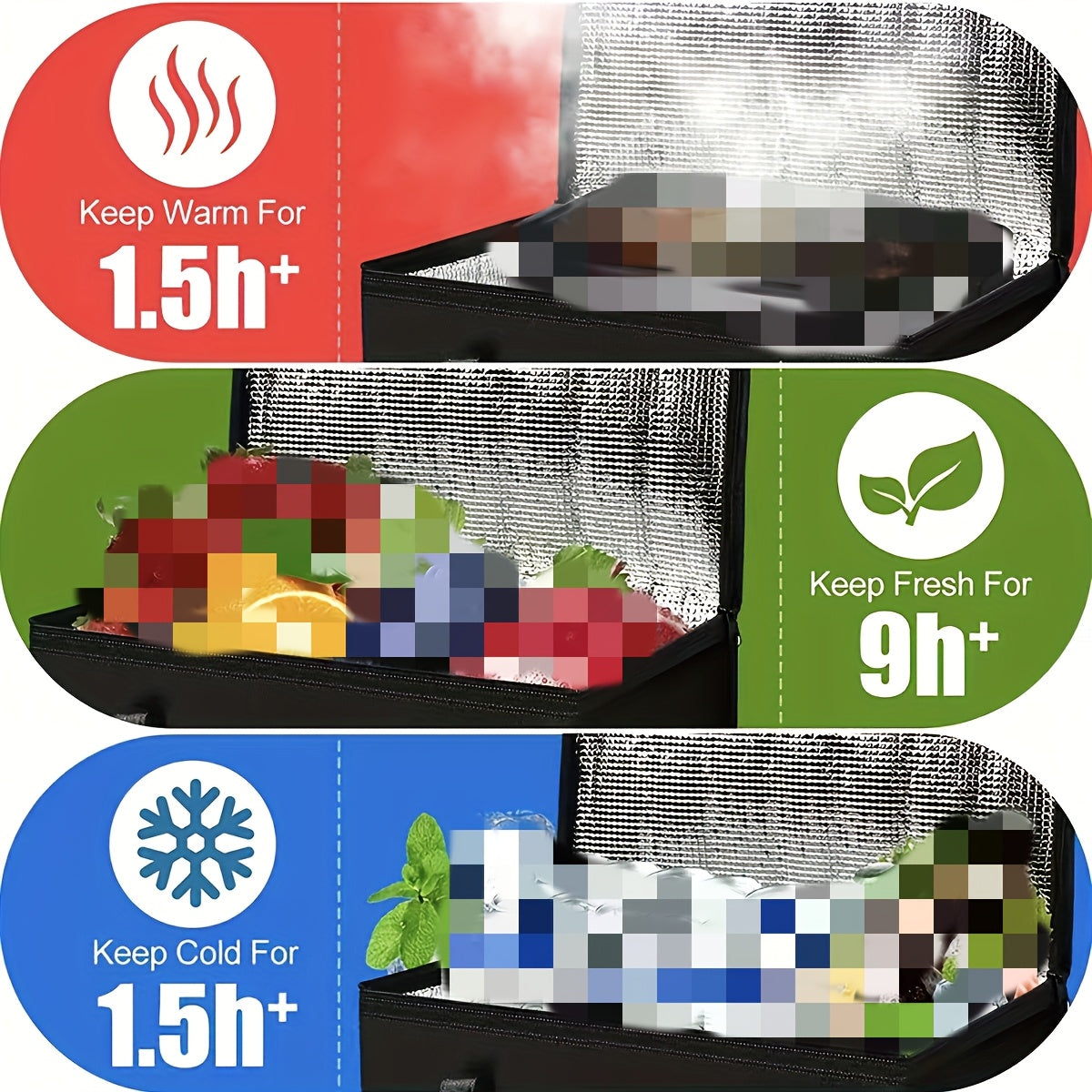 XL Insulated Grocery Tote Bag Aluminum Foil Fresh Keeping