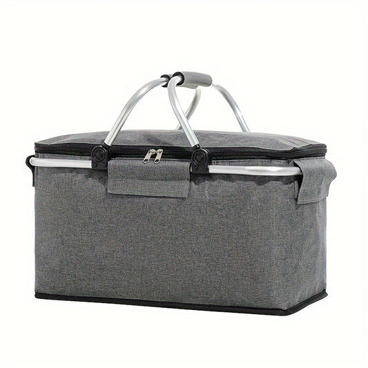 Folding Picnic Basket Oxford Cloth Insulation Basket Multifunctional