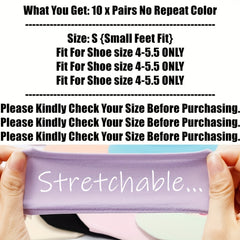 10 Pairs Women's Invisible Crew Socks Breathable Casual for High Heels