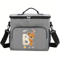 Waterproof Crossbody Lunch Bag Initials A-Z Pattern Student Thermal Cooler