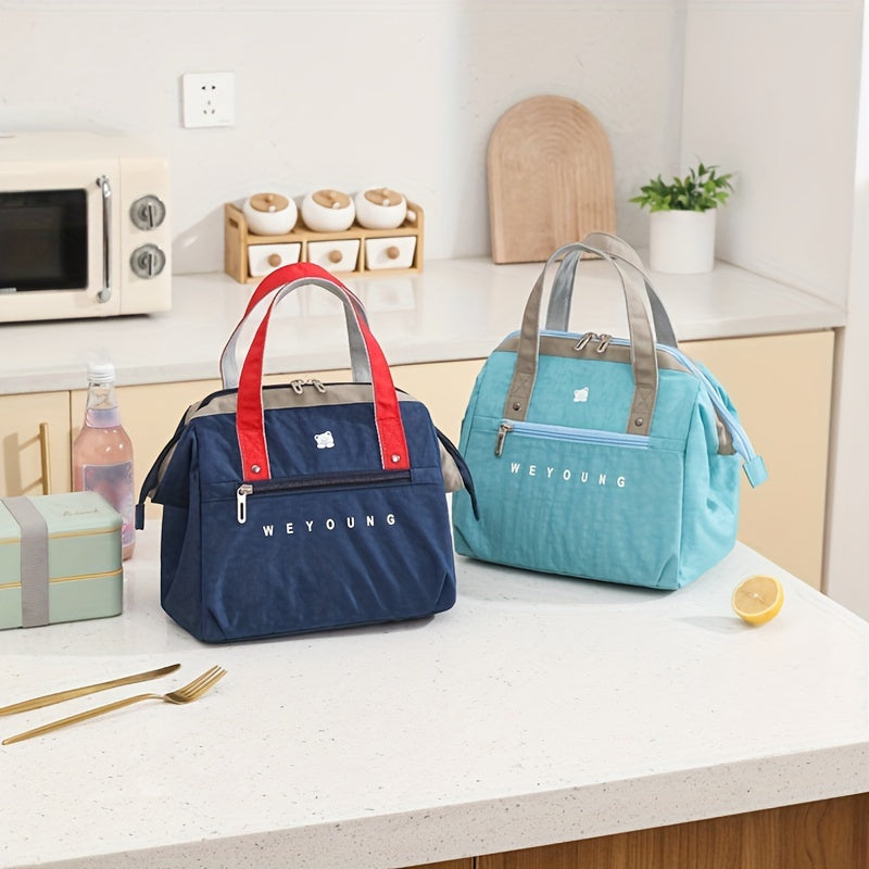 Bright Yellow Insulated Lunch Bag with Gray Handles