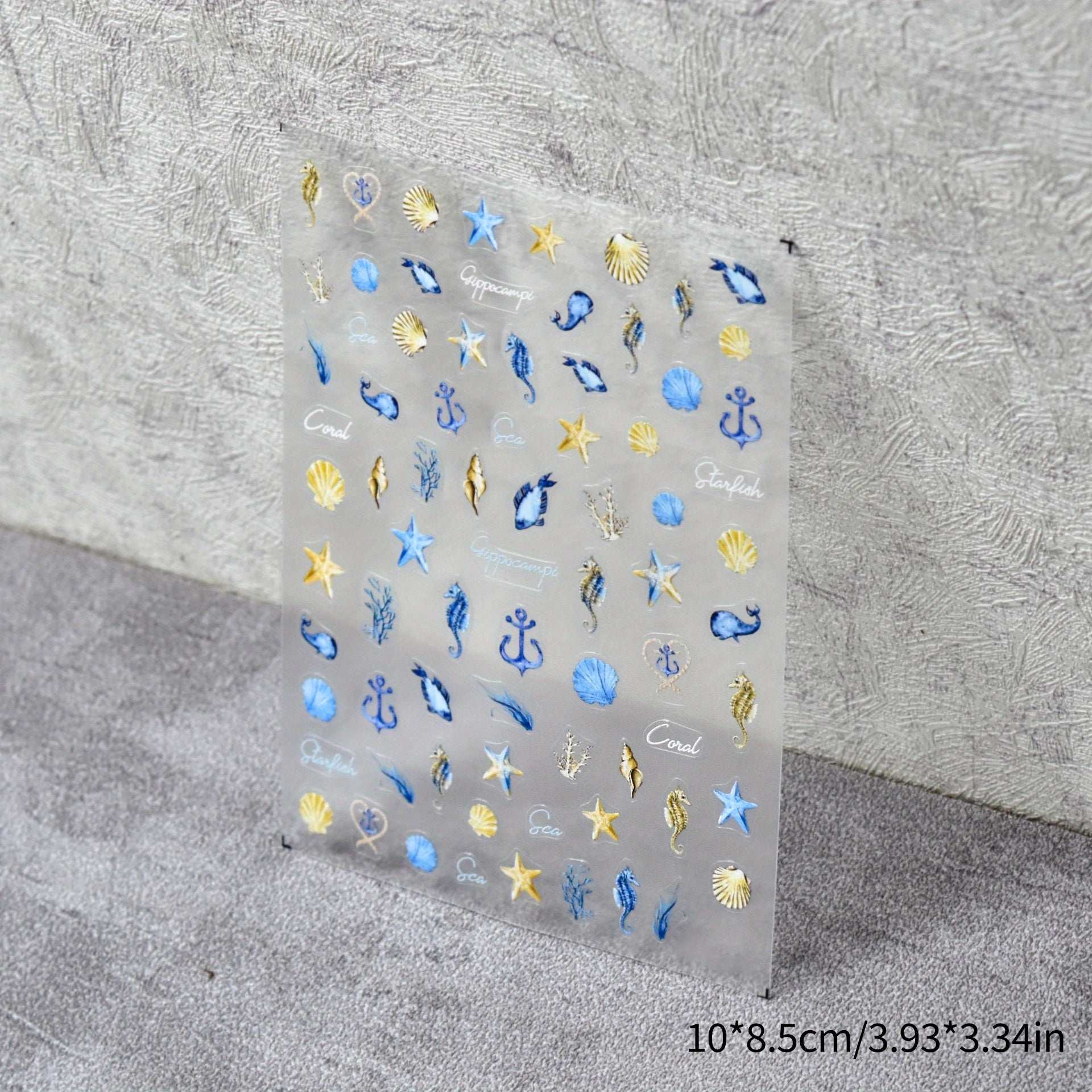 5D Ocean Nail Art Stickers Starfish Jellyfish Shell Designs Self Adhesive Decals