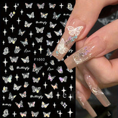 8 Sheet Butterfly Nail Art Sticker Holographic Laser Glitter Nail Stickers