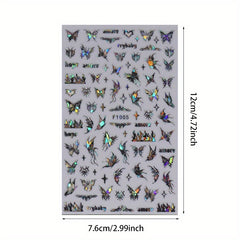 8 Sheet Butterfly Nail Art Sticker Holographic Laser Glitter Nail Stickers