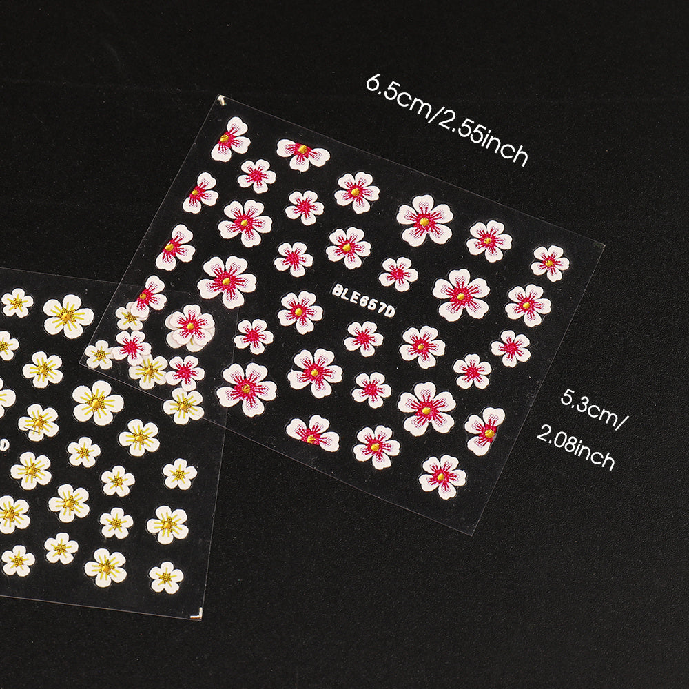 12pcs Shimmering Floral Nail Art Stickers Self Adhesive Decals for Manicure