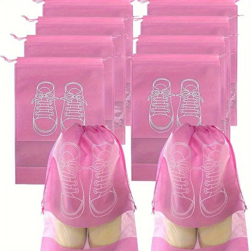 10 Pack Shoe Storage Bags with Transparent Window Drawstring Closure