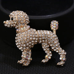 Vintage Small Dog Pin Brooch with Rhinestones in Earth Campus Pattern