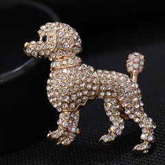 Vintage Small Dog Pin Brooch with Rhinestones in Earth Campus Pattern
