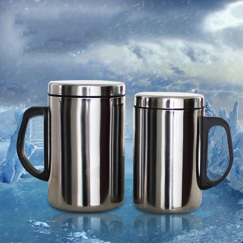 Stainless Steel Insulated Travel Mug with Lid Handle Camping RV Office Gift