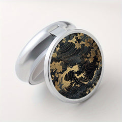 Wave Pattern Round Pill Case 3 Compartments Medicine Organizer Box