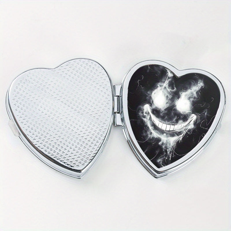Heart Shaped Pill Box with 2 Compartments - Smile Line Pattern Print