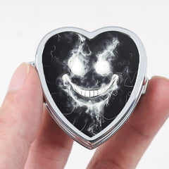 Heart Shaped Pill Box with 2 Compartments - Smile Line Pattern Print