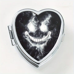 Heart Shaped Pill Box with 2 Compartments - Smile Line Pattern Print