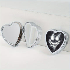 Heart Shaped Pill Box with 2 Compartments - Smile Line Pattern Print