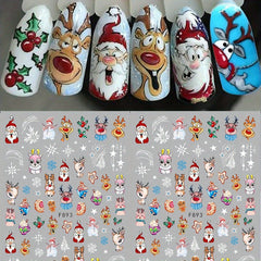 Christmas Nail Art Stickers Santa Deer Snowman Snowflakes Animal Designs
