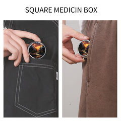 Landscape Print Round Pill Box 3 Compartments Mini Medicine Nutritional Vitamin