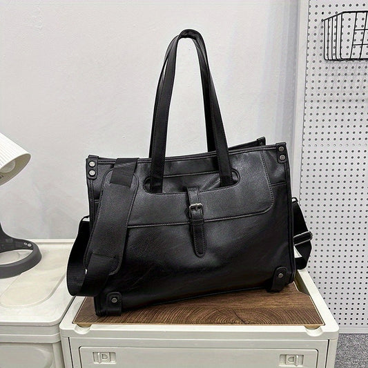 Men's Messenger Bag with Laptop Compartment Faux Leather Briefcase