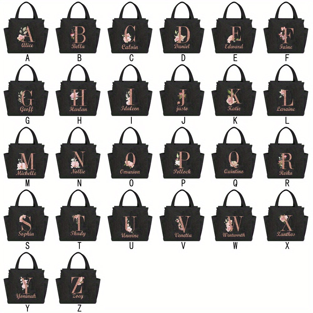 Personalized Insulated Lunch Bag with Custom Name Canvas Thermal Bento Tote