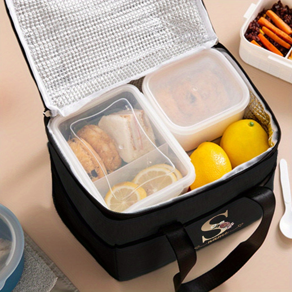 Monogrammed Hot Lunch Bag Insulated Leak Proof Canvas