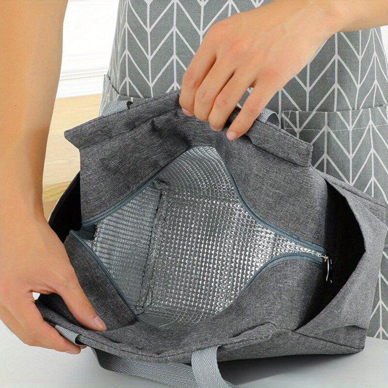 Large Insulated Lunch Cooler Bag Waterproof Oxford Fabric Zipper Closure