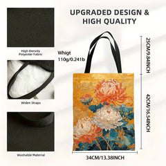 Chrysanthemum Floral Tote Bag in Orange