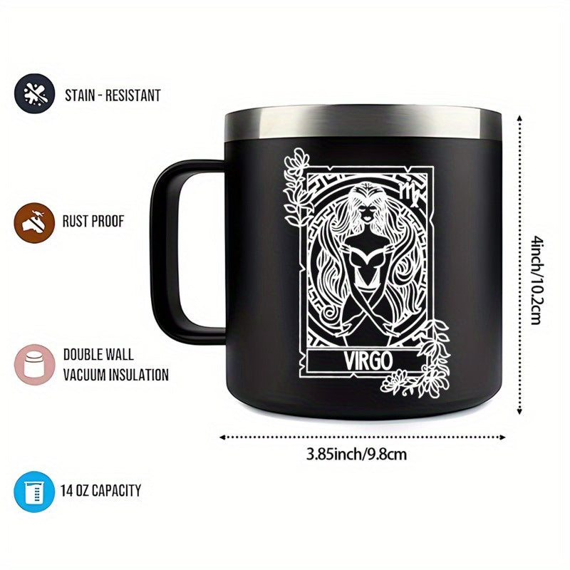 Virgo Zodiac Insulated Mug 14oz Double Walled Stainless Steel Travel Cup