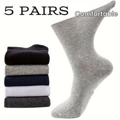 5 Pairs Unisex Diabetic Socks Breathable Polyester Crew Socks
