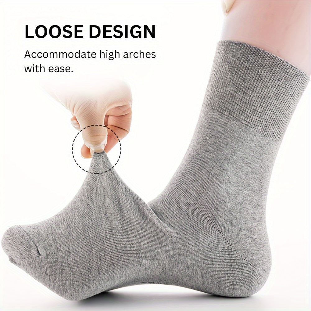 5 Pairs Comfort Stretch Diabetic Crew Socks for Men & Women