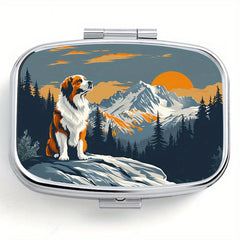 Mountain Dog Compact Metal Medicine Case with Dual Compartments