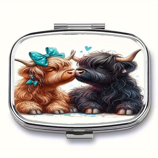 2 Compartment Cow Pill Box Pocket Decorative Organizer Gift