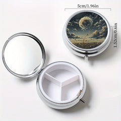 2pcs Dandelion Print Pill Organizer Set with 3 Compartments, 2 Com Box