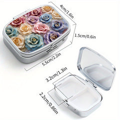 Ceramic Rose Pattern Pill Boxes Set of 2 - Round & Square