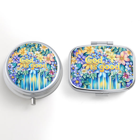 Faith Patterned Pill Boxes Set of 2 with 3 & 2 Compartments