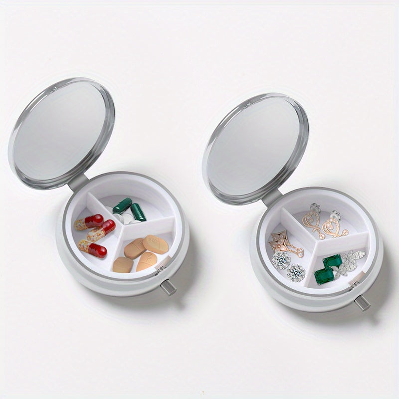 Peacock Pattern Pill Box Set - Round & Square, Portable Medicine