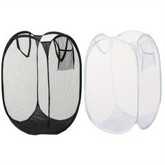 Collapsible Pop Up Mesh Laundry Hamper High Capacity Round Polyester