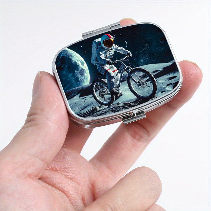 Moon Bicycle Pattern Square Pill Box Mini Portable Pill Box