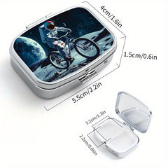 Moon Bicycle Pattern Square Pill Box Mini Portable Pill Box