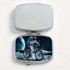 Moon Bicycle Pattern Square Pill Box Mini Portable Pill Box