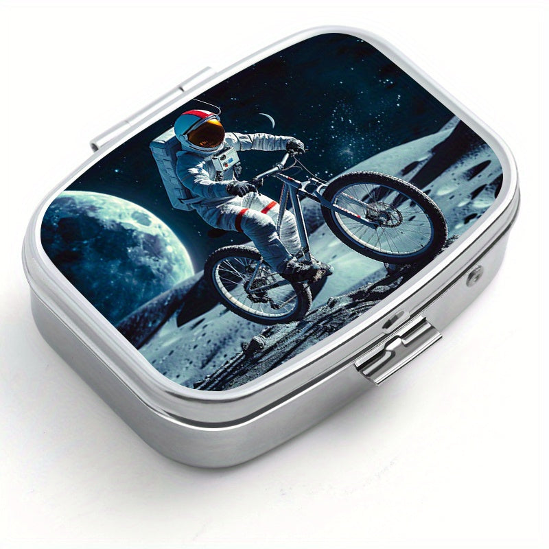 Moon Bicycle Pattern Square Pill Box Mini Portable Pill Box