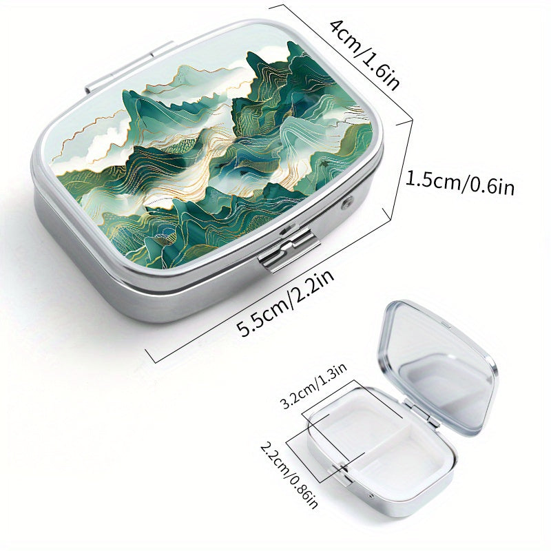 Scenic Print Pill Organizer Box for Travel Daily Use