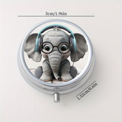 Elephant Pattern Medicine Organizer w/ 3 Compartments