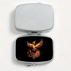Phoenix Print Pill Organizer Metal Case for Travel & Outdoor